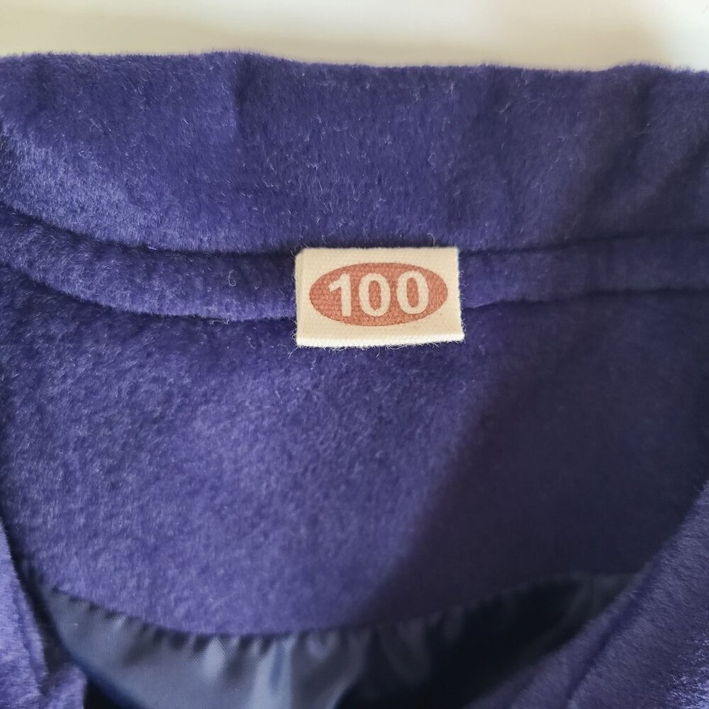 Girls Velvet Coat Royal Blue Size 3T / 4T Bow & Pom Pom Trim Elegant Winter - Picture 3 of 10